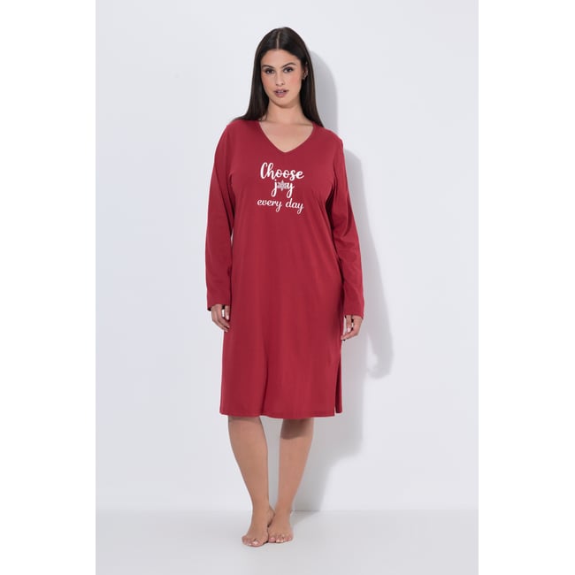 Chemise de nuit / grand T-shirt avec message rouge foncé <span itemprop=