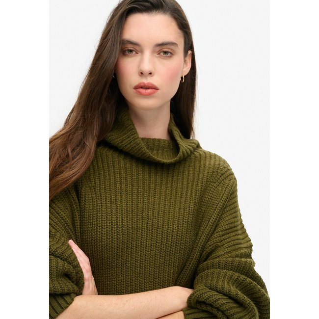 Heavyweight ribbed jumper/sweater dress dark green Superdry | La Redoute