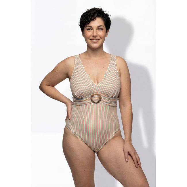 Maillot de bain à bonnets souples orange vif <span itemprop=