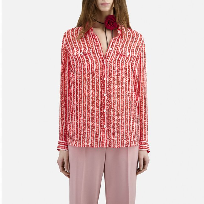 Chemise manches longues imprimé rouge/blanc <span itemprop=