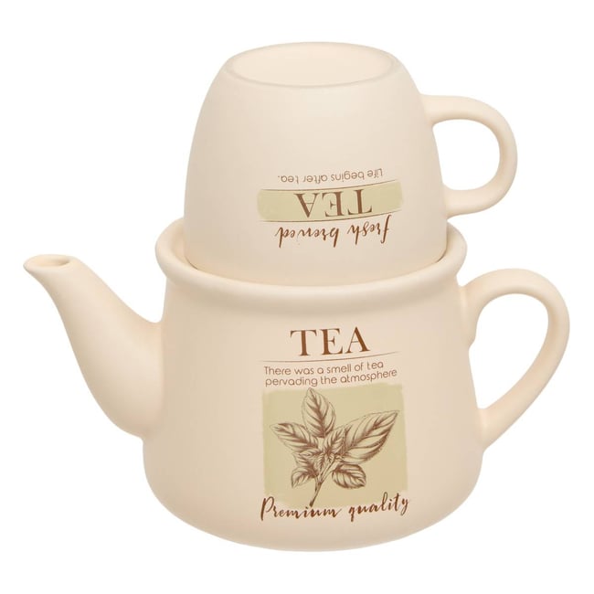 Théière solitaire en grès WELLNESS blanc <span itemprop=