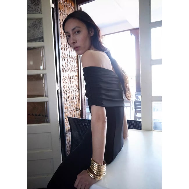 Robe évasée bustier noir <span itemprop=