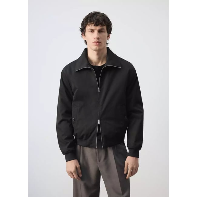 Veste matelassée col cheminée noir <span itemprop=