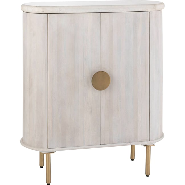 Meuble de rangement bois dessus marbre Couleur blanc cassé et doré <span itemprop=