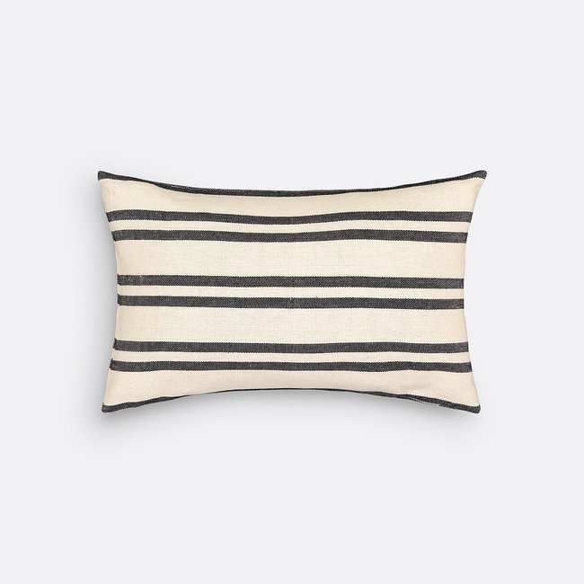 Housse de coussin rayée, Minille naturel/noir <span itemprop=