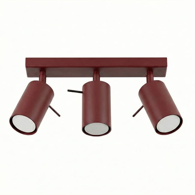 Plafonnier Acier Bordeaux GU10 3 RING Couleur bordeaux <span itemprop=