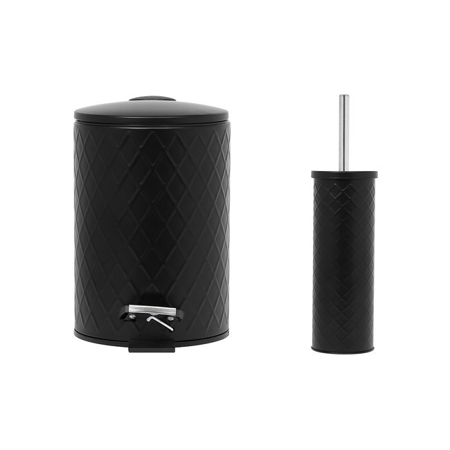 Diamond Toilet Brush & 3L Slow Close Bin, black, PIFCO