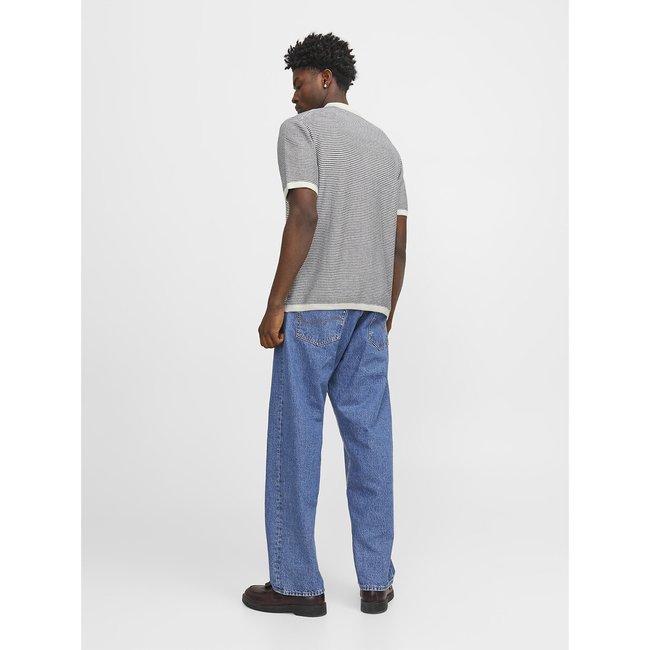 Polo com riscas finas marinho <span itemprop=