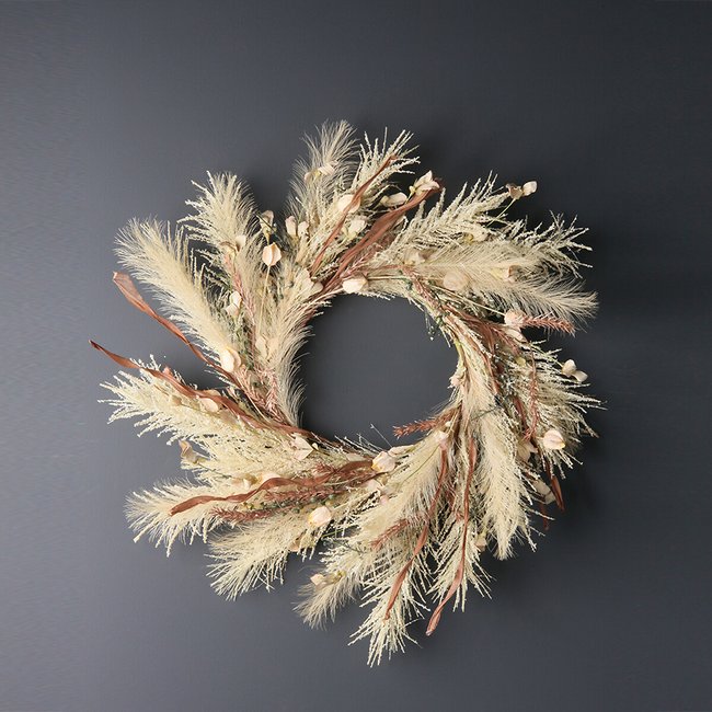 45cm Pampas Neutrals Wreath, natural, SO'HOME