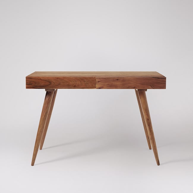 Watts Acacia Wood 2 Drawer Desk, dark acacia wood, SWOON