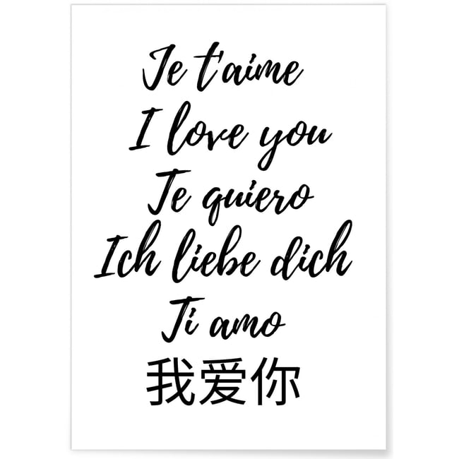 Affiche Je t'aime Couleur blanc <span itemprop=