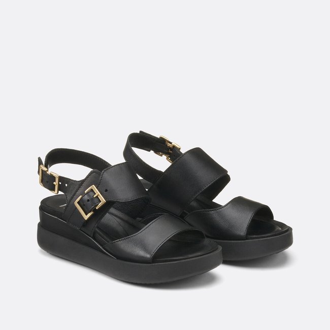 Sandales compensées en cuir nero MJUS