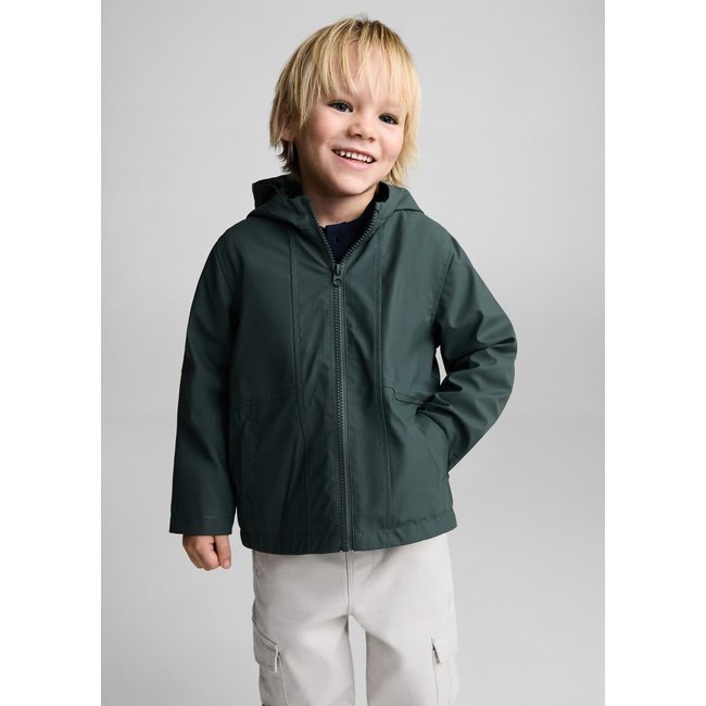 Anorak imperméable à capuche vert foncé <span itemprop=
