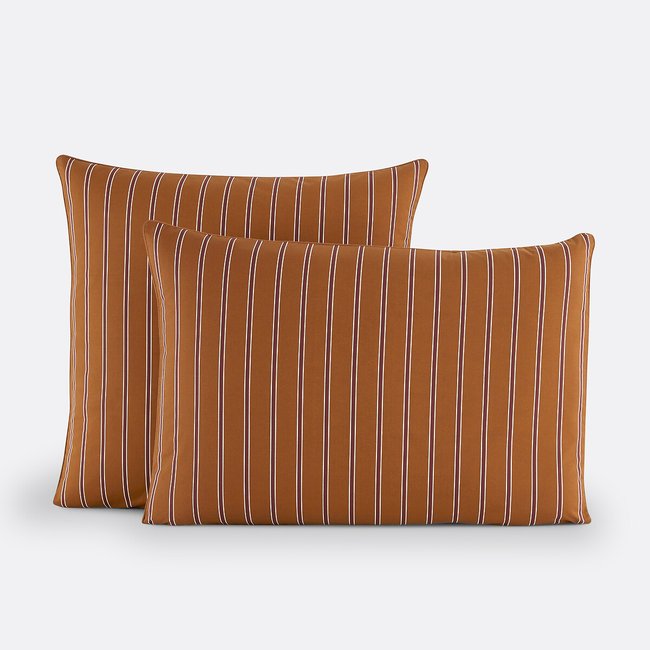 Georgio Cotton Satin Pillowcase, brown stripes, LA REDOUTE INTERIEURS