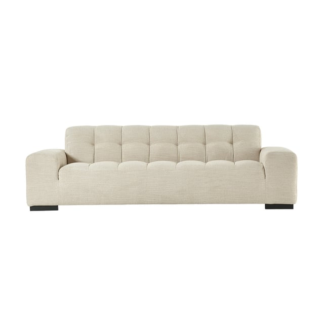Canapé droit 4 places en tissu texturé   ALPHONSE Couleur beige chiné <span itemprop=