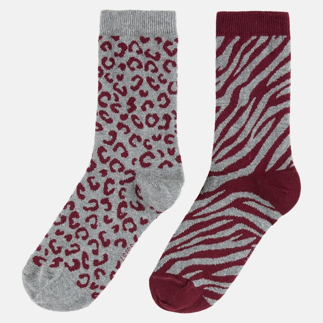 Lot de 2 paires de chaussettes gris + bordeaux <span itemprop=