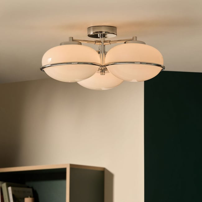 MADE.COM Piper 3-Light Semi-Flush Ceiling Light, chrome, MADE