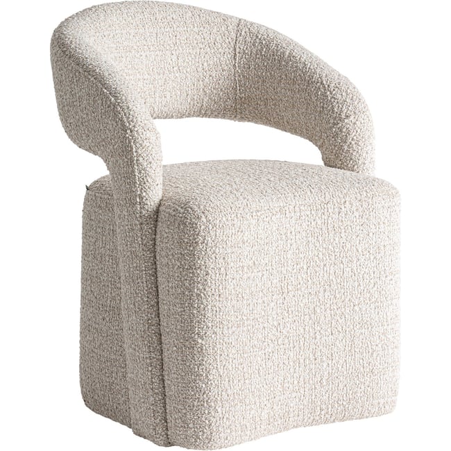 Chaise contemporaine en tissu bouclé Couleur crème marbré <span itemprop=