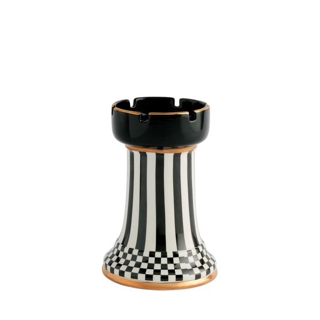 Bougeoir pilier en céramique à carreaux Couleur noir/blanc <span itemprop=