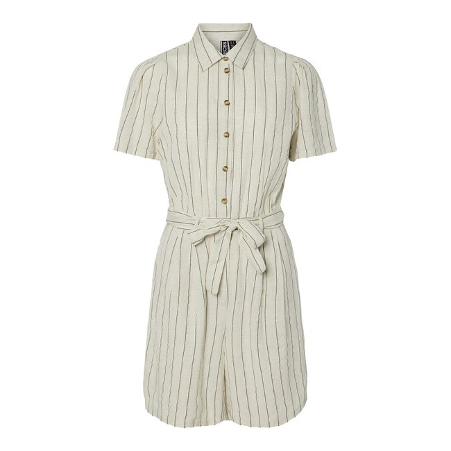 Belted Striped Jumpsuit, ecru striped, PIECES