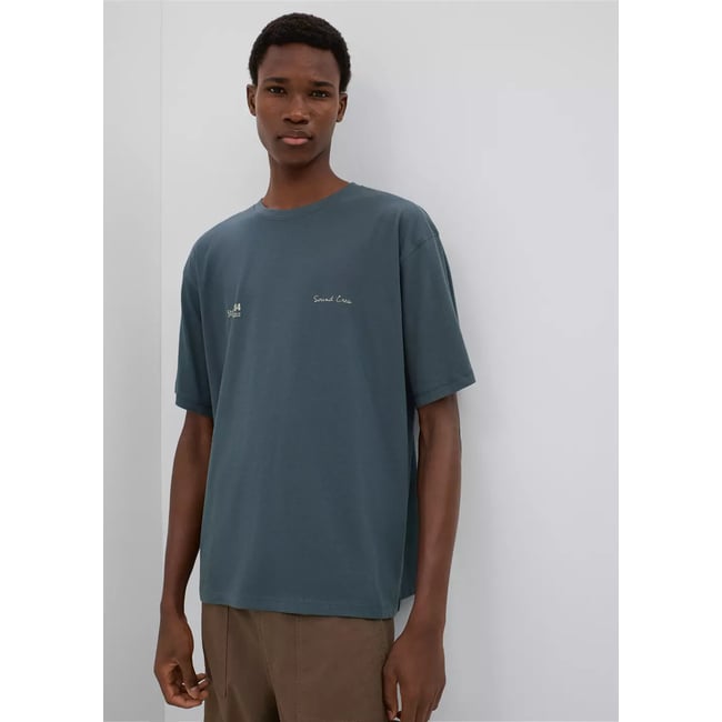 T-shirt imprimé manches courtes bleu marine <span itemprop=