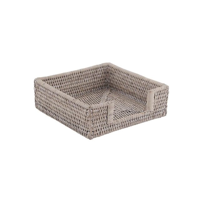 Porte-serviettes en rotin patiné blanc 20 x 20 Couleur patiné blanc <span itemprop=