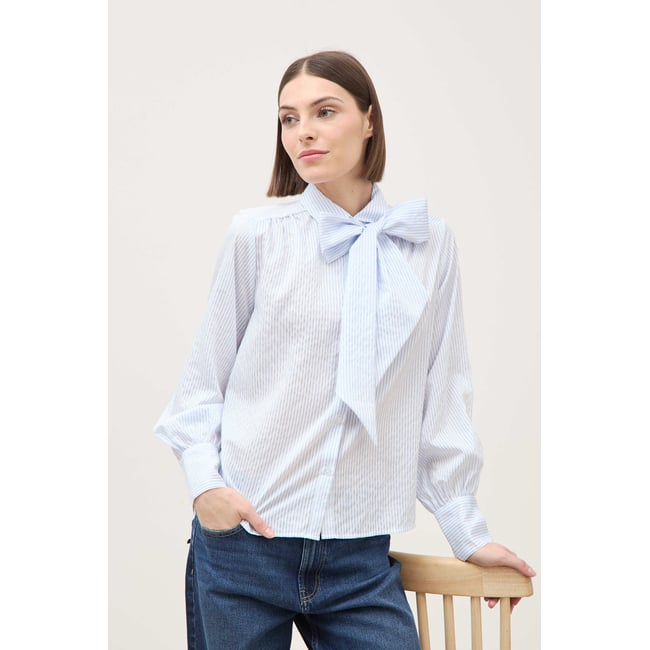 Chemise manches longues col américain bleu ciel <span itemprop=