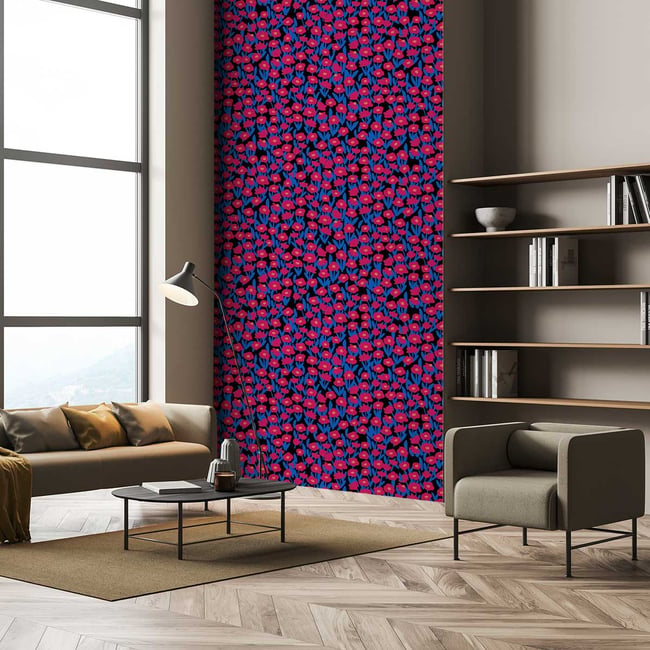 Papier peint nuit florale Couleur intissé <span itemprop=