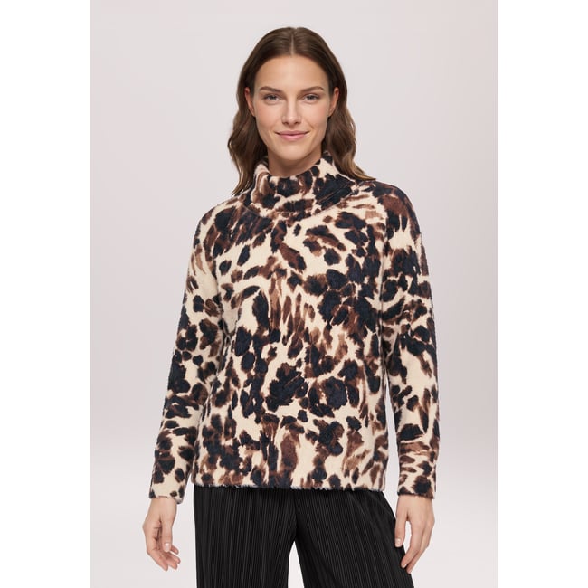 Pull-over en maille à col beige/noir <span itemprop=