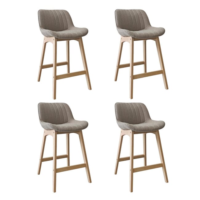 Lot de chaises d'îlot et bar en chêne et assise tissu bouclette 65cm MILK Couleur taupe <span itemprop=