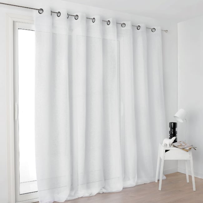 Voilage grande largeur semi-transparent blanc <span itemprop=