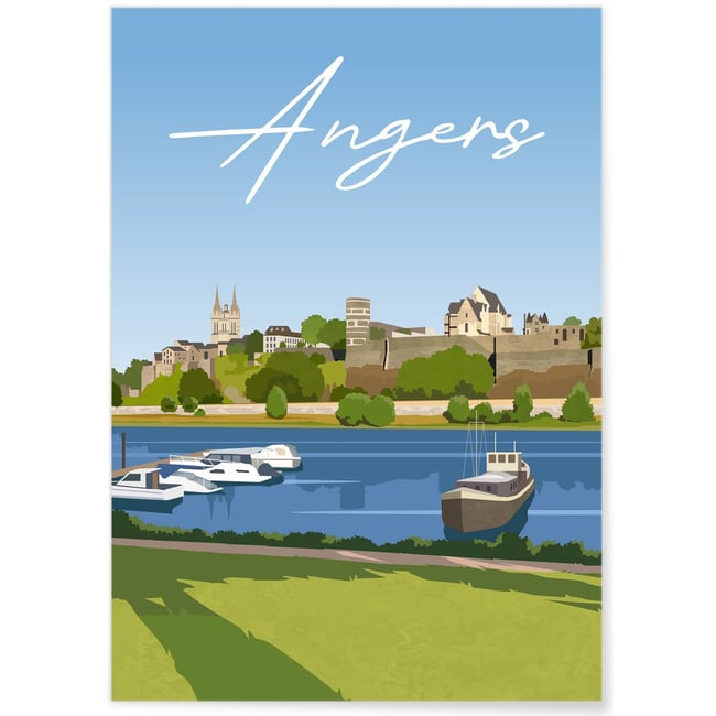 Affiche ville Angers 6 Couleur blanc <span itemprop=