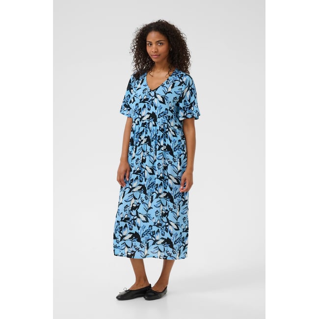 Robe bleu blue graphic flower <span itemprop=