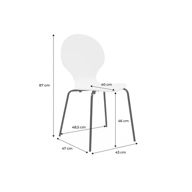 Chaise rétro empilables bois d'hévéa et contreplaqué (lot de 4) NAOMI Couleur noir <span itemprop=