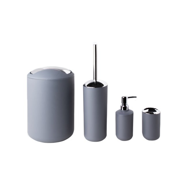 4 Piece Slate Grey Bathroom Accessories Set, slate grey, SO'HOME