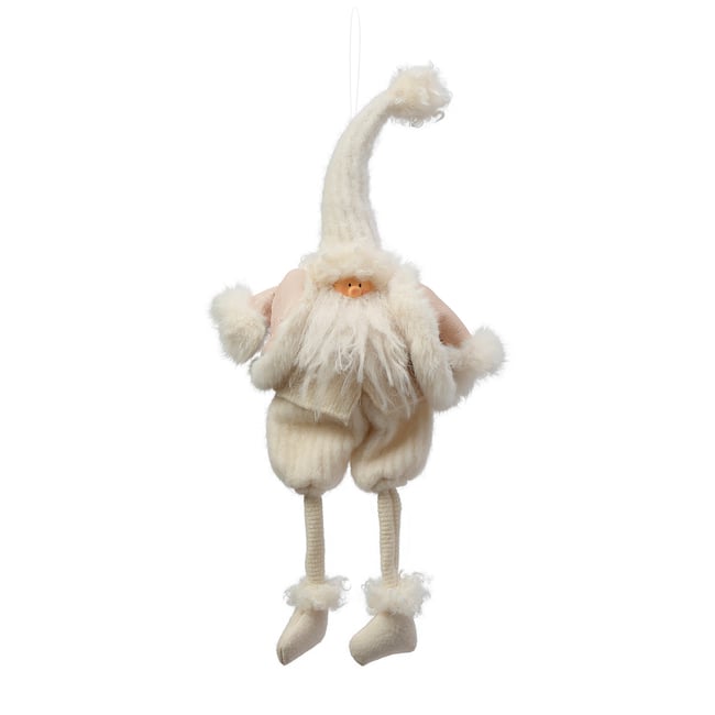 Suspension figurine père noël décorative artificielle H49 VELVET Couleur crème <span itemprop=