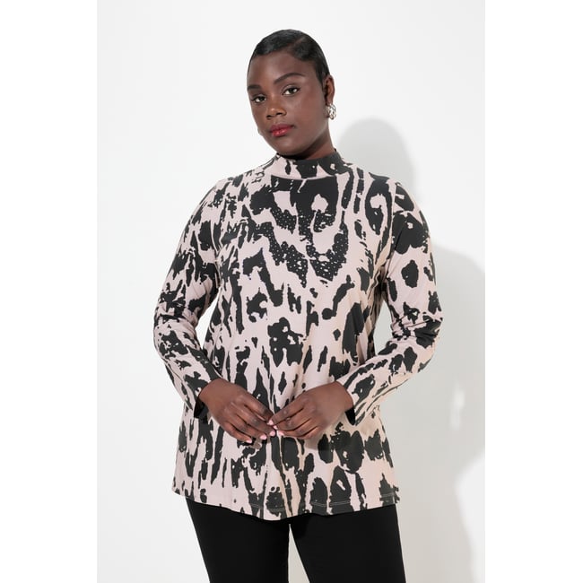 T-shirt à manches longues et col montant noir <span itemprop=