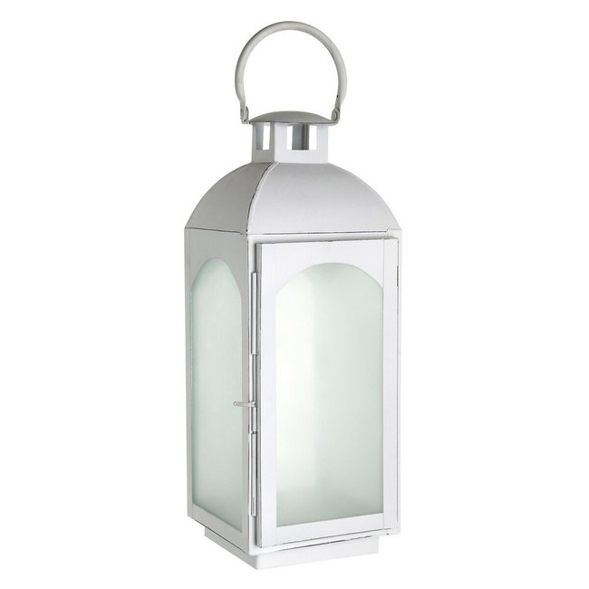 45cm Steel Lantern in White Wash, white, SO'HOME