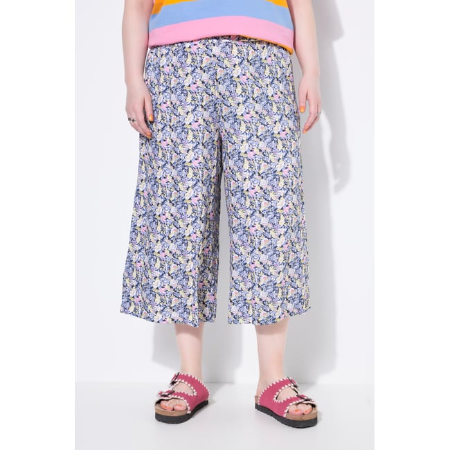Jupe-culotte jambe large et taille élastique rose vif <span itemprop=