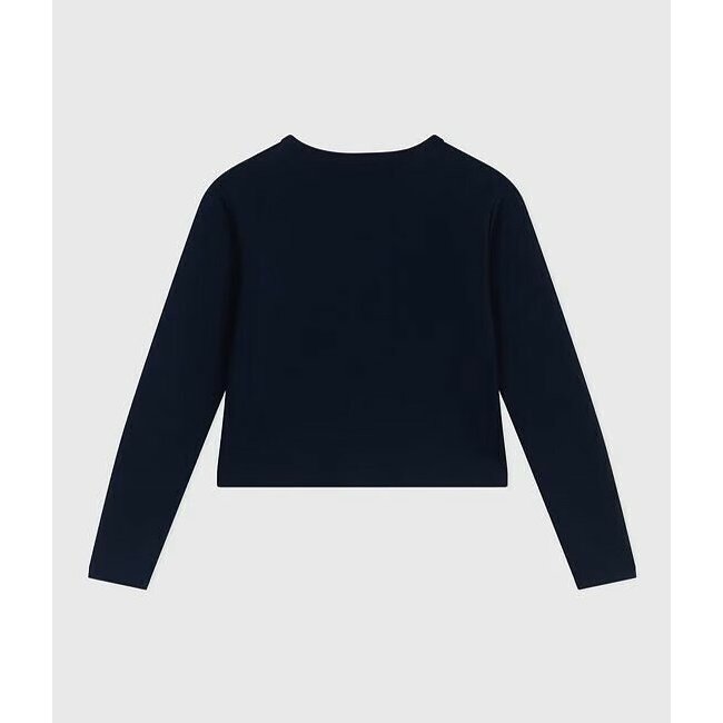Cardigan femme en coton uni  bleu marine <span itemprop=