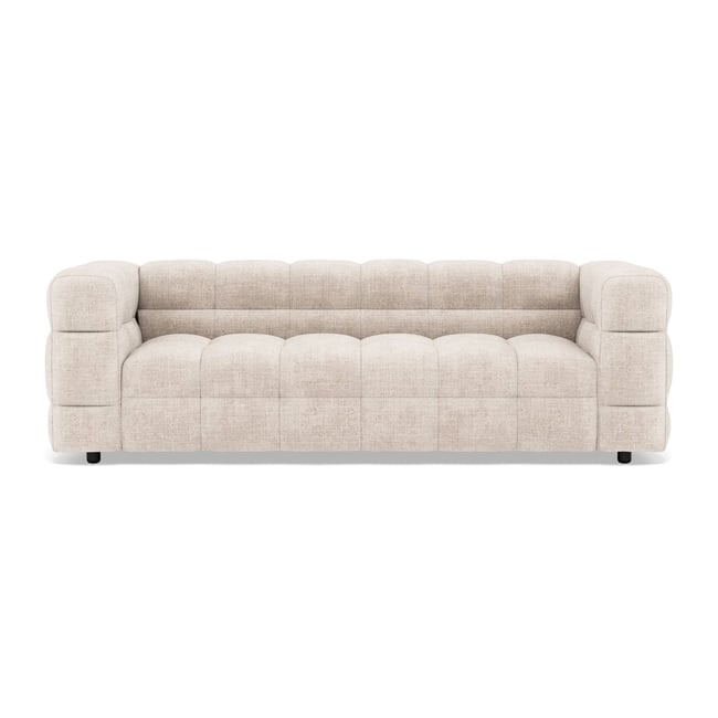 Canapé droit 3 places en velours texturé, AUGUSTIN Couleur beige <span itemprop=