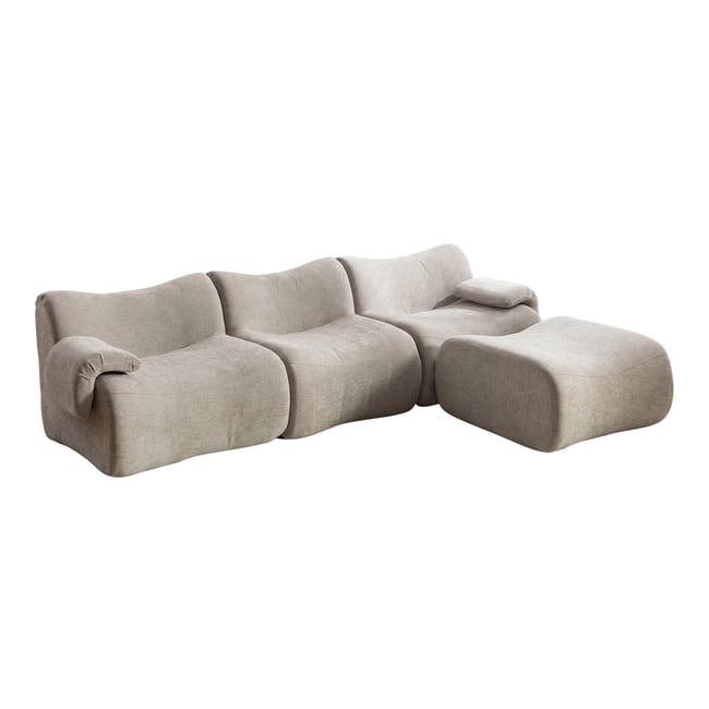 Canapé d'angle réversible compressé 3 places avec pouf, CLOUD - MEUBLES COSY