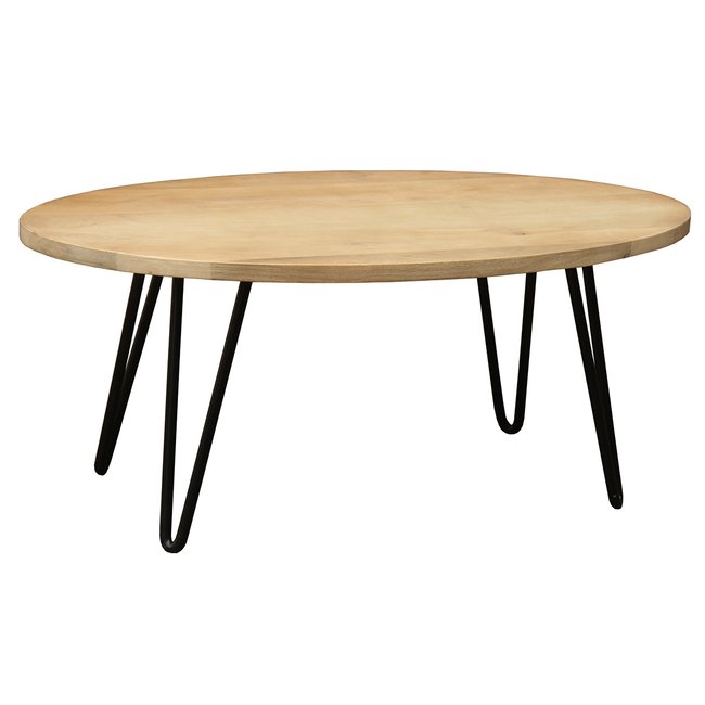 Table basse ovale bois manguier massif  L100 cm VIBES Couleur naturel <span itemprop=
