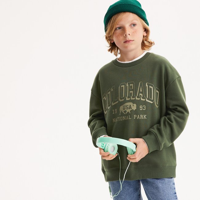 Oversized sweater met ronde hals in molton <span itemprop=
