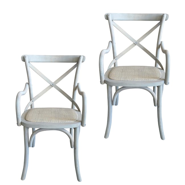 Lot de 2 fauteuils bridge en bois massif et cannage L62 cm - BISTROT - SIGNATURE