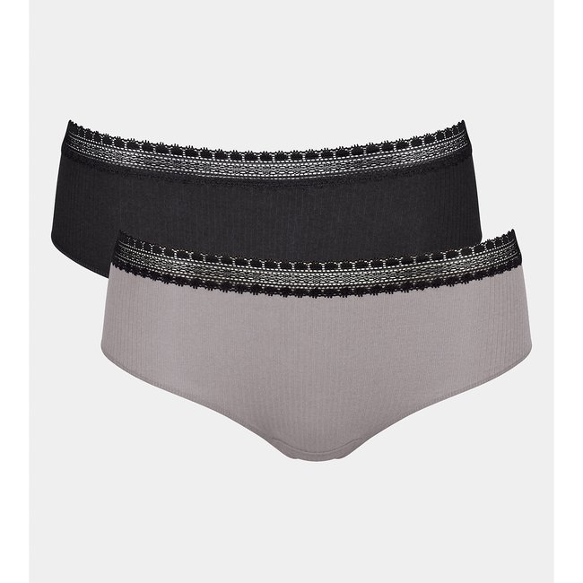 2er-Pack Shortys Go Ribbed schwarz + taupe <span itemprop=