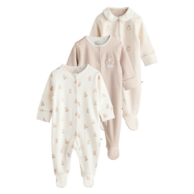 Dors-bien brodé bébé, lot de 3 naturel <span itemprop=
