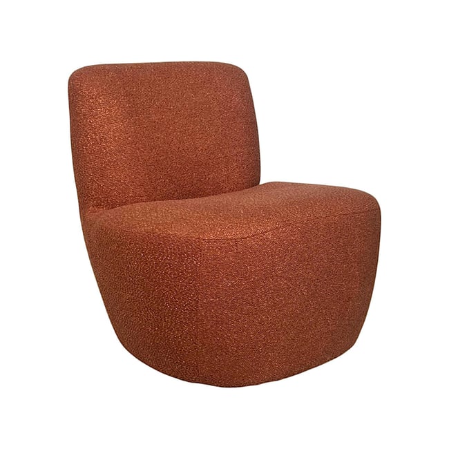 Fauteuil arrondi tissu bouclettes terracotta MALMOE Couleur brique <span itemprop=