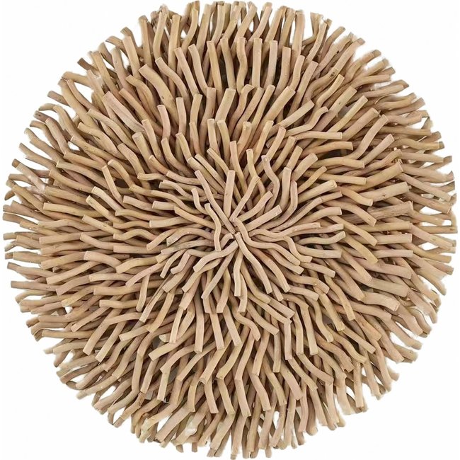 Décoration murale ronde en bois de morera Couleur bois naturel clair et beige <span itemprop=