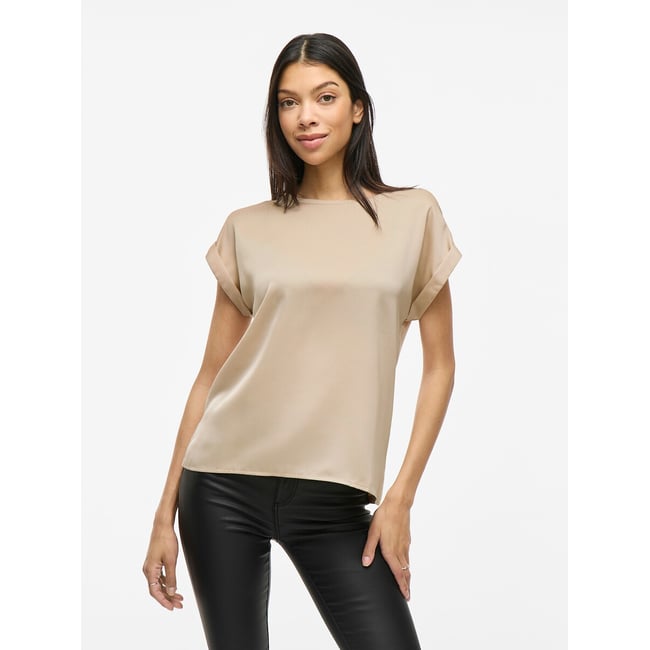 T-shirt satiné, col rond - VILA
